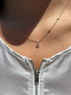 18 Karat Yellow Gold Diamond Loop Pendant Necklace