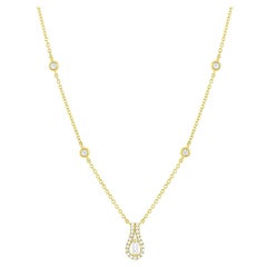 18 Karat Yellow Gold Diamond Loop Pendant Necklace