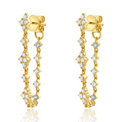18 Karat Yellow Gold Diamond Loop Through Earrings