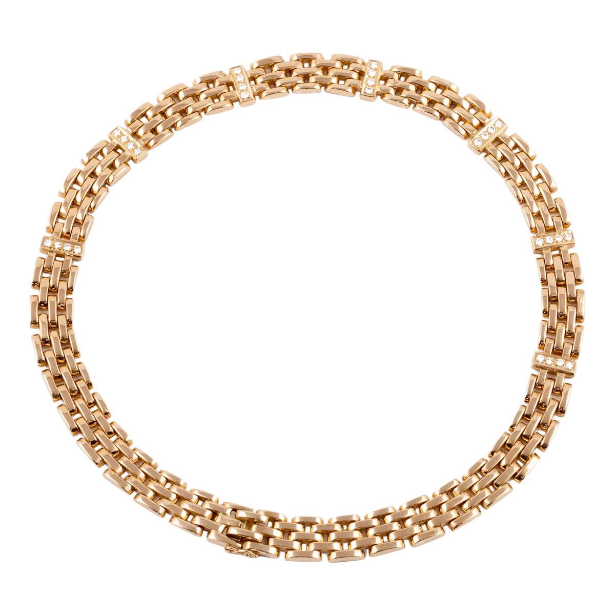 Panther Link Style Necklace with Diamonds in 18K Gold