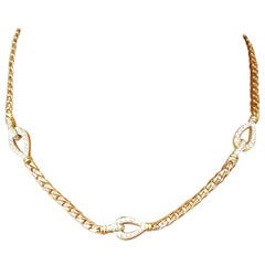 18 Karat Yellow Gold Diamond Necklace, Heavy 46 Grams, 1.77 Carat