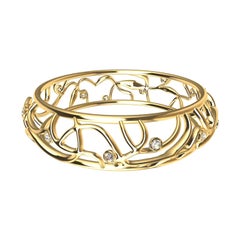 18 Karat Yellow Gold Diamond Oceans Bangle