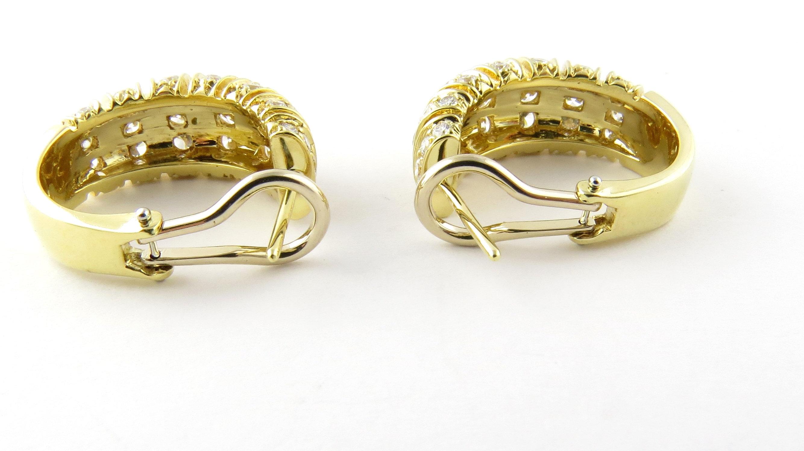 Women's 18 Karat Yellow Gold Diamond Oval Hoop Earrings