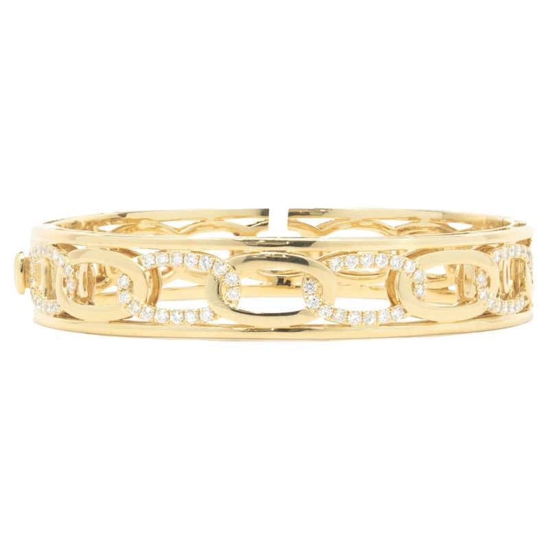 Louis Vuitton 18 Karat Yellow Gold Diamond Clous Bangle Bracelet at ...