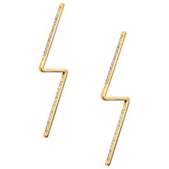 18 Karat Yellow Gold Diamond Pair of Earrings