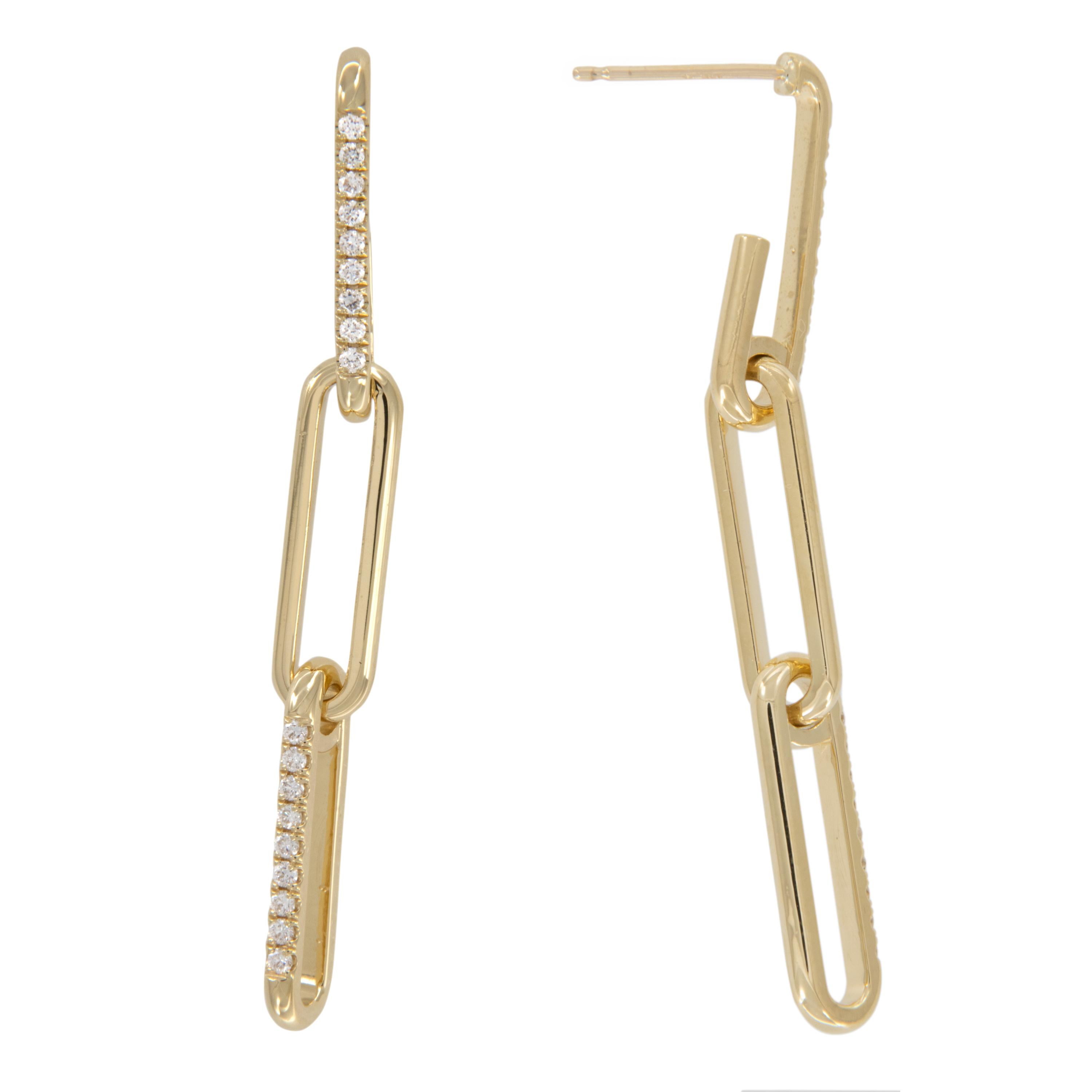 diamond paper clip earrings