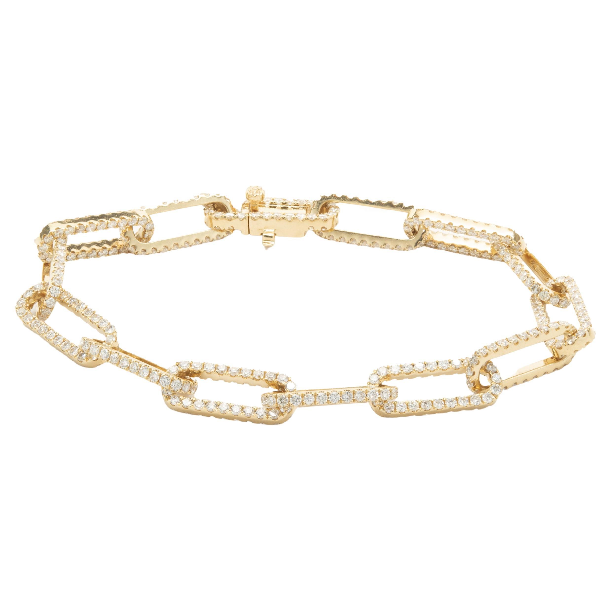 Diamond 18 Karat Yellow Gold Link Bracelet For Sale at 1stDibs