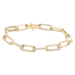 18 Karat Yellow Gold Diamond Paperclip Link Bracelet