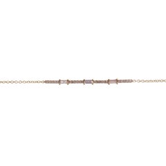 Bracelet à barrettes en or jaune 18 carats avec diamants pavés et baguettes