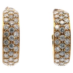 18 Karat Yellow Gold Diamond Pave Hoop Huggie Earrings 4.32 Carats