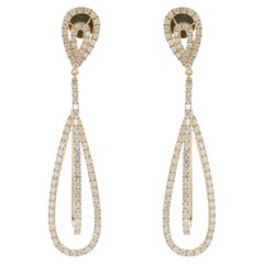 18 Karat Yellow Gold Diamond Pear Integrated Drop Earrings