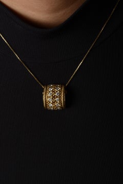 18 Karat Yellow Gold Diamond Pendant and Earring Set