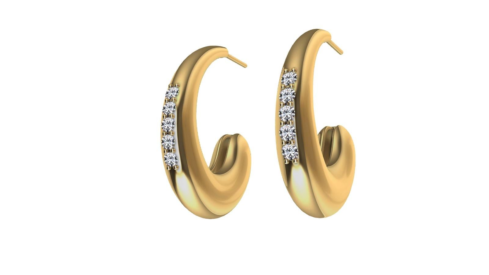 18 Karat Yellow Gold Diamond Petite Hoop Teardrop Earrings, Keep it simple silly. KISS. Or less is more. This design can last you 20 years or more. Designing for Tiffanys taught me the essence of the subblime. 
These are hollow hoops 3d printed