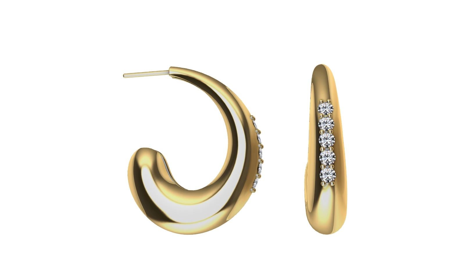 Contemporary 18 Karat Yellow Gold Diamond Petite Hoop Teardrop Earrings For Sale