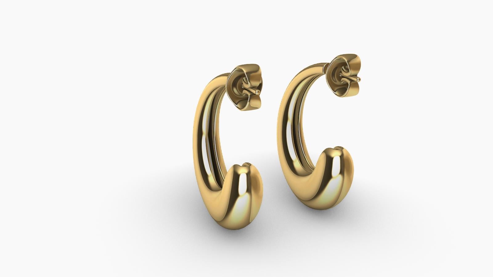 18 Karat Yellow Gold Diamond Petite Hoop Teardrop Earrings In New Condition For Sale In New York, NY