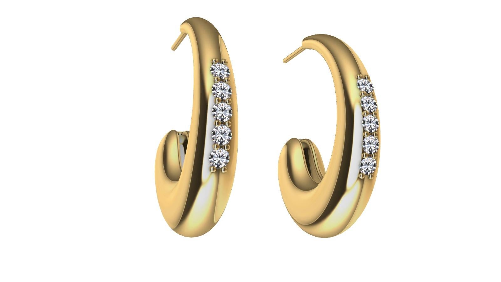 Créoles en or jaune 18 carats avec diamants en forme de petite goutte d'eau Pour femmes en vente