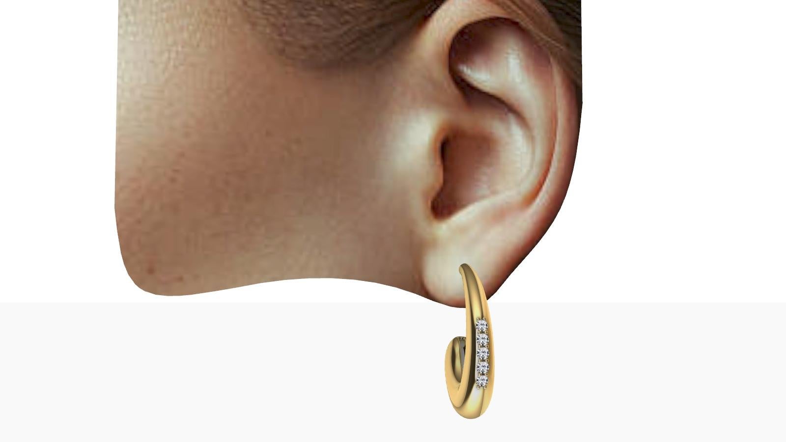 18 Karat Yellow Gold Diamond Petite Hoop Teardrop Earrings For Sale 2