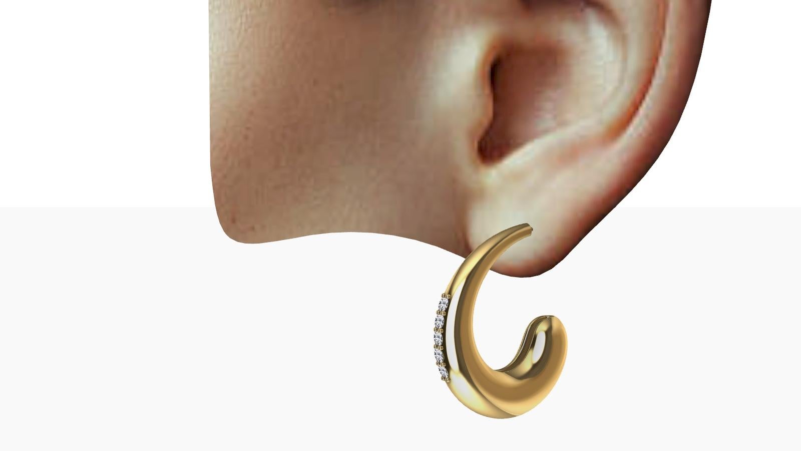 18 Karat Yellow Gold Diamond Petite Hoop Teardrop Earrings For Sale 3
