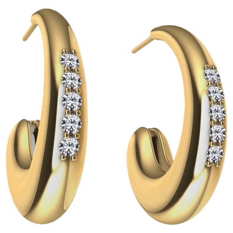18 Karat Yellow Gold Diamond Petite Hoop Teardrop Earrings For Sale