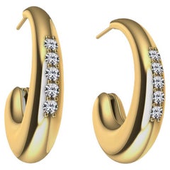 18 Karat Yellow Gold Diamond Petite Hoop Teardrop Earrings