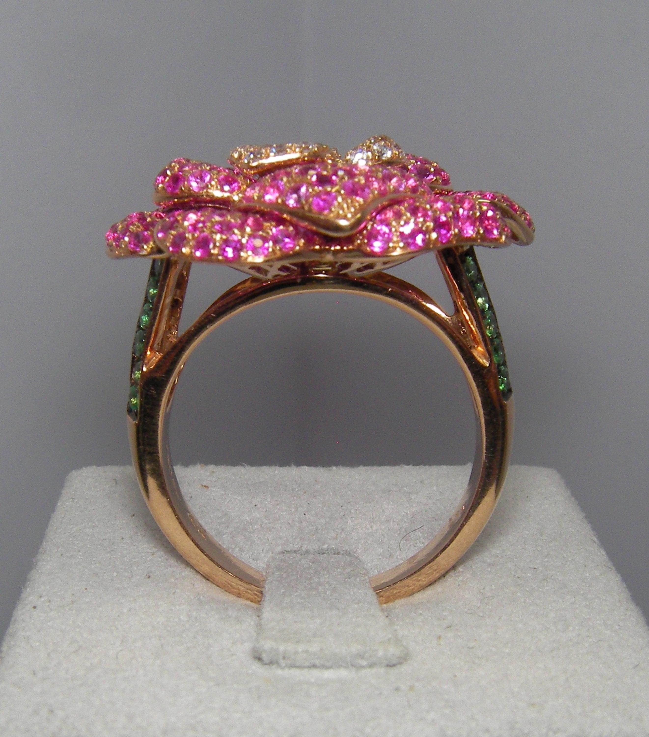 pink sapphire flower ring