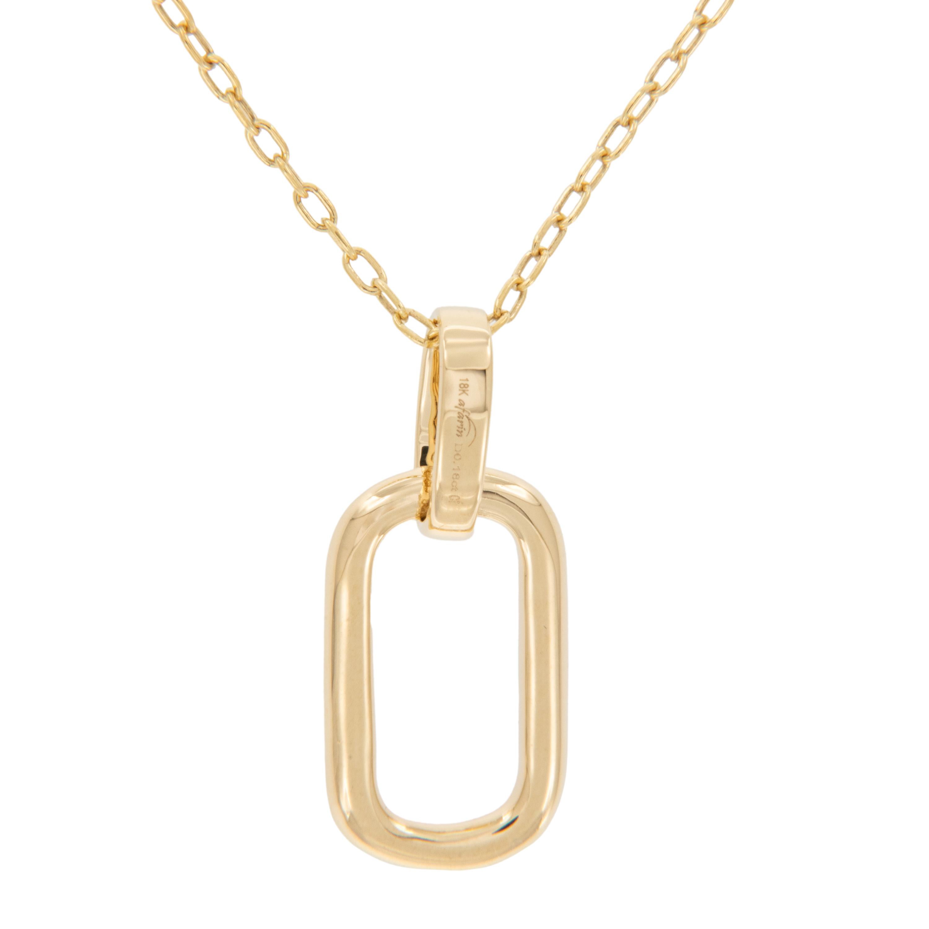 Rechteckige Halskette aus 18 Karat Gelbgold mit Diamanten (Rundschliff) im Angebot