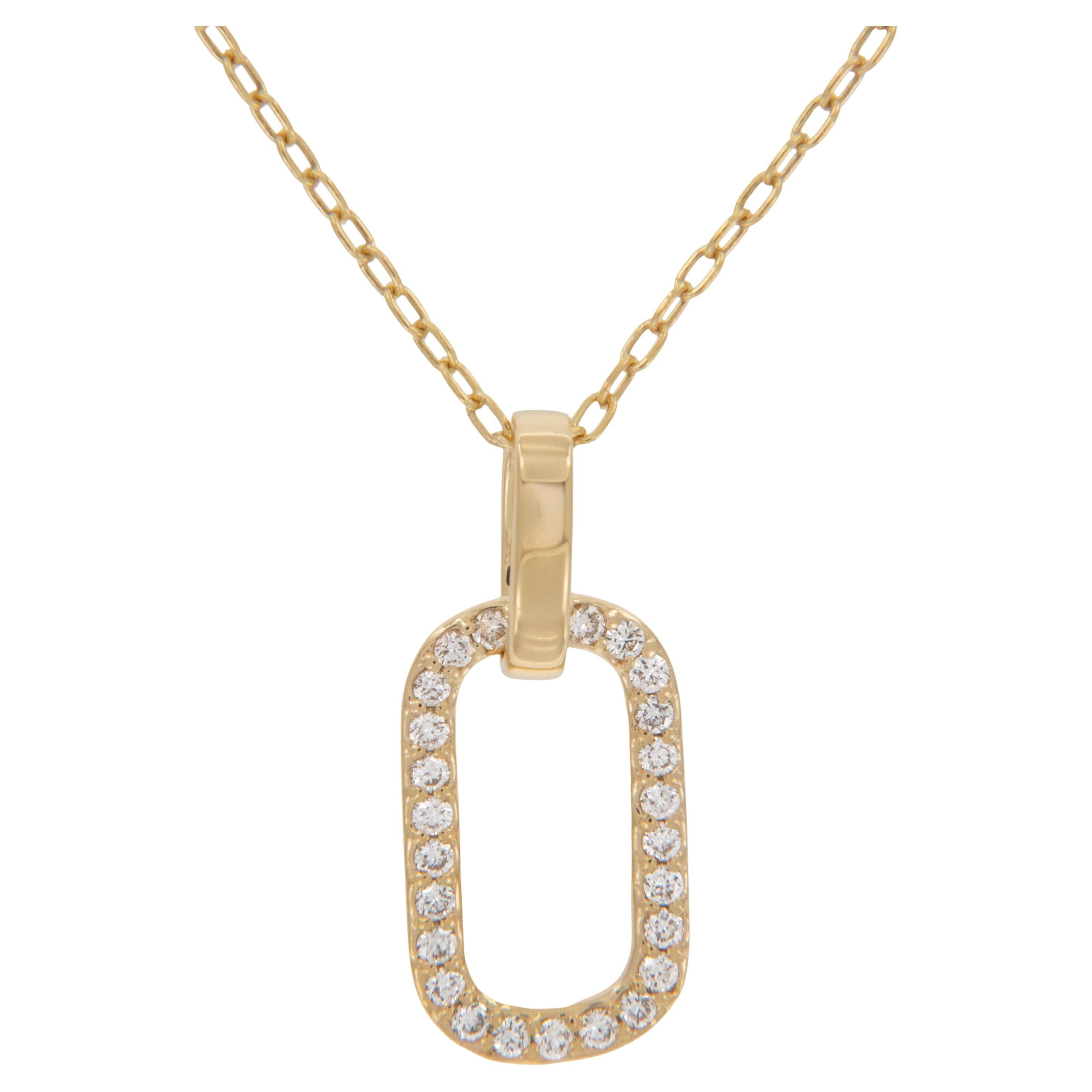 Rechteckige Halskette aus 18 Karat Gelbgold mit Diamanten
