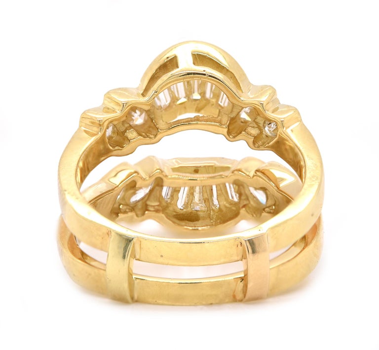 18 Karat Yellow Gold Diamond Ring Guard For Sale at 1stDibs