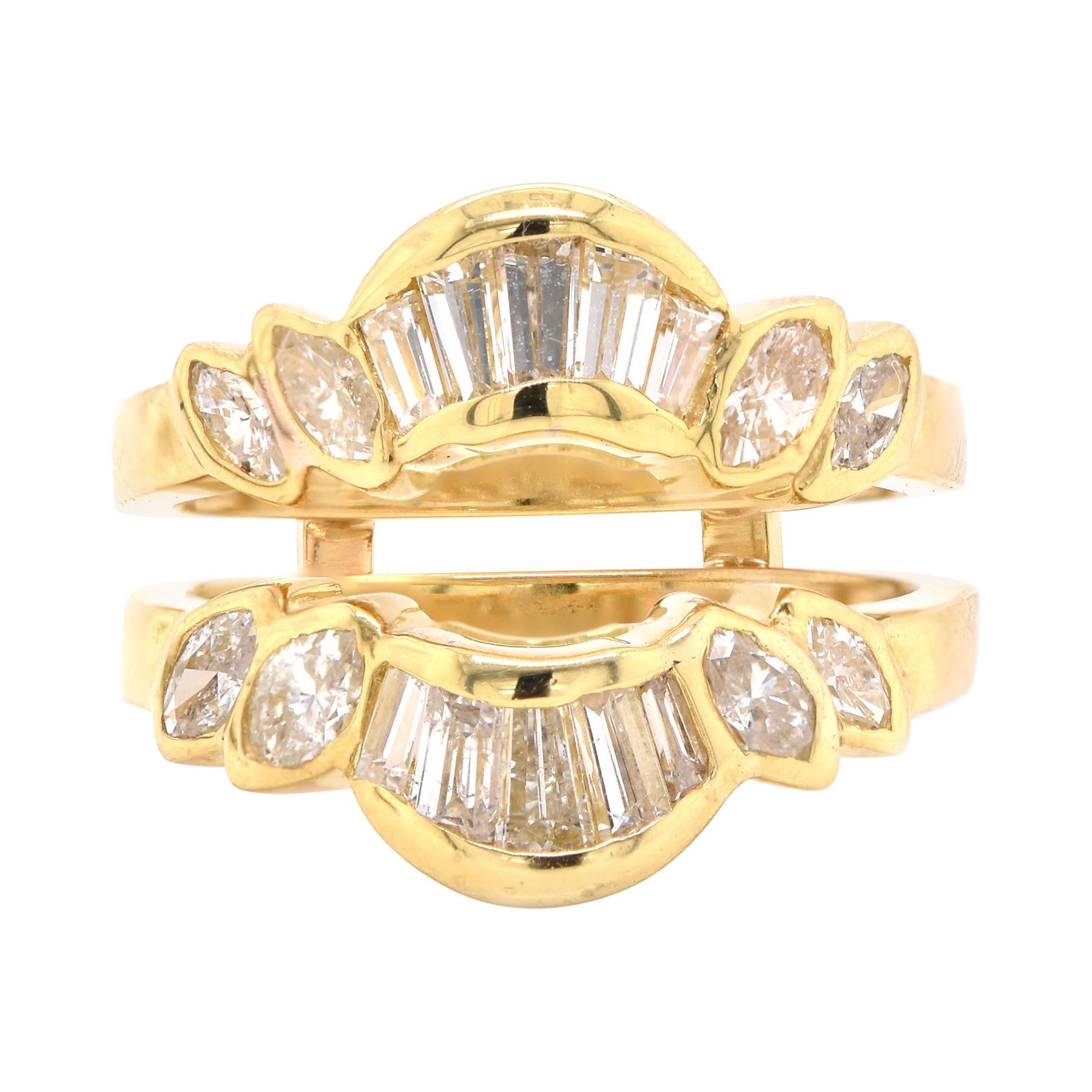 18 Karat Yellow Gold Diamond Ring Guard For Sale