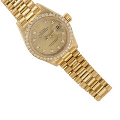 18 Karat Yellow Gold and Diamond Rolex Ladies Presidential Watch #69178