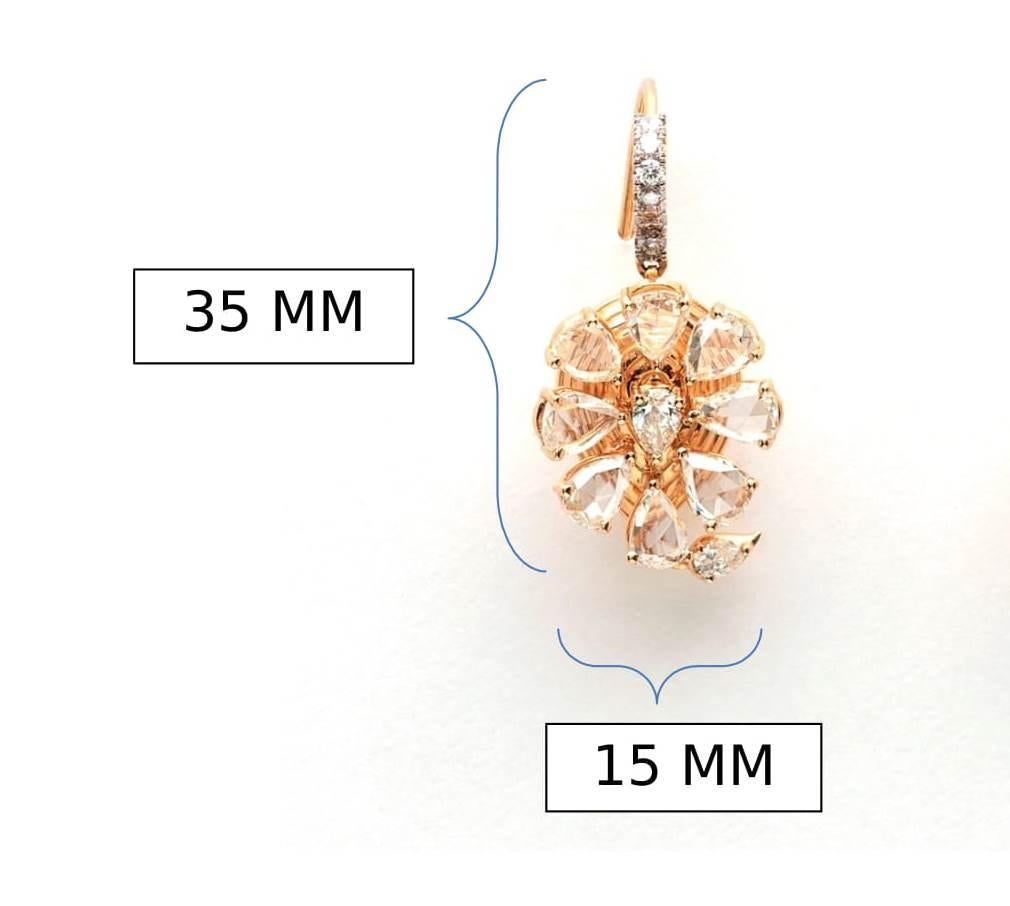 18 Karat Yellow Gold Diamond & Rose Cut Earrings For Sale 1