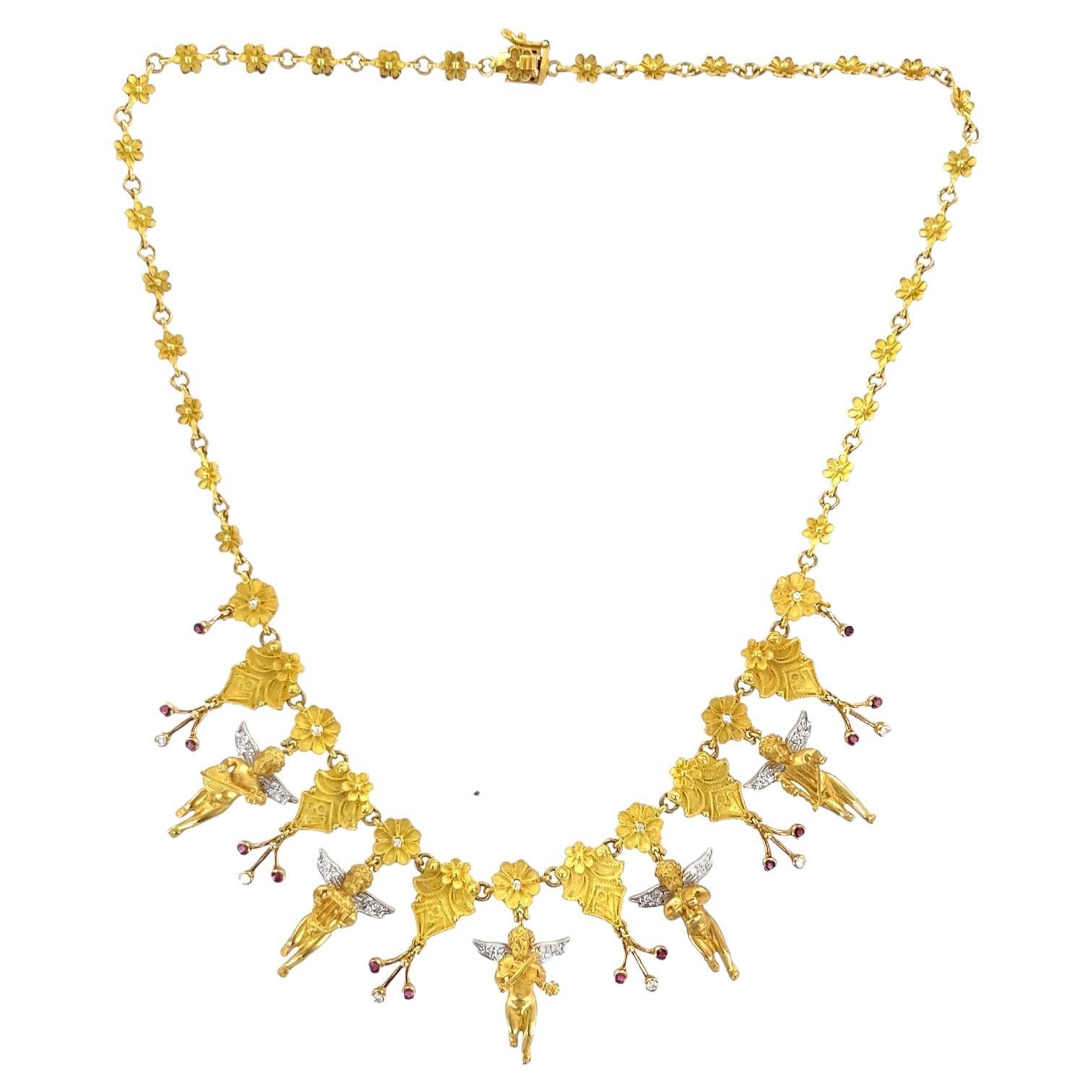 Vintage Gold Cherub Necklace main image 1