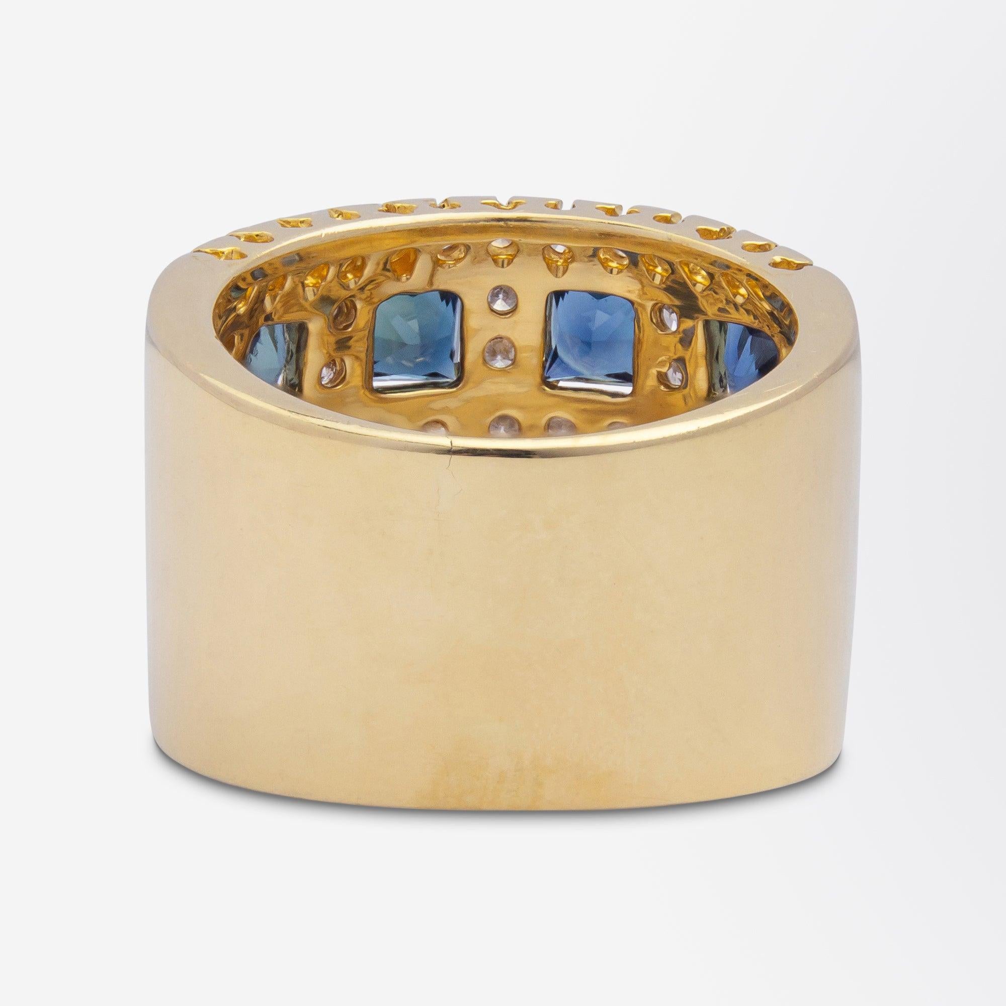 18 Karat Yellow Gold, Diamond & Sapphire Ring In Good Condition In Brisbane, QLD