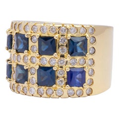 18 Karat Yellow Gold, Diamond & Sapphire Ring