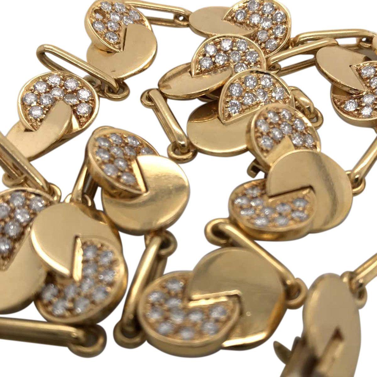 18 Karat Yellow Gold Diamond Set Disc Necklace 2