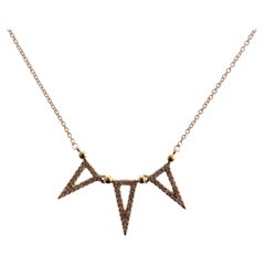 18 Karat Yellow Gold Diamond Simple 3 Spike Necklace