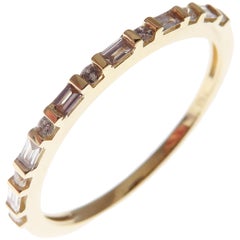 18 Karat Yellow Gold Diamond Simple Stackable Band