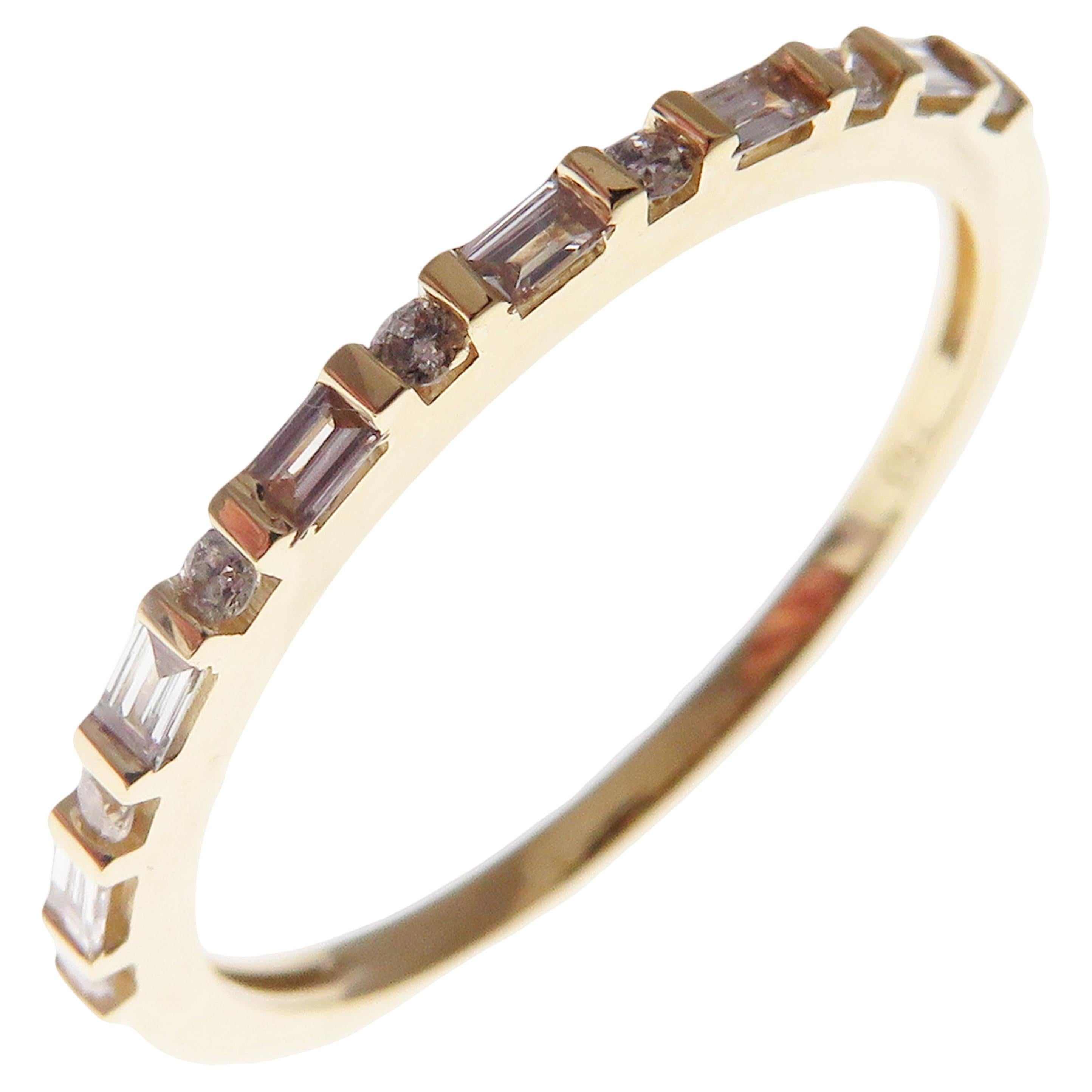 Bracelet empilable simple en or jaune 18 carats avec diamants