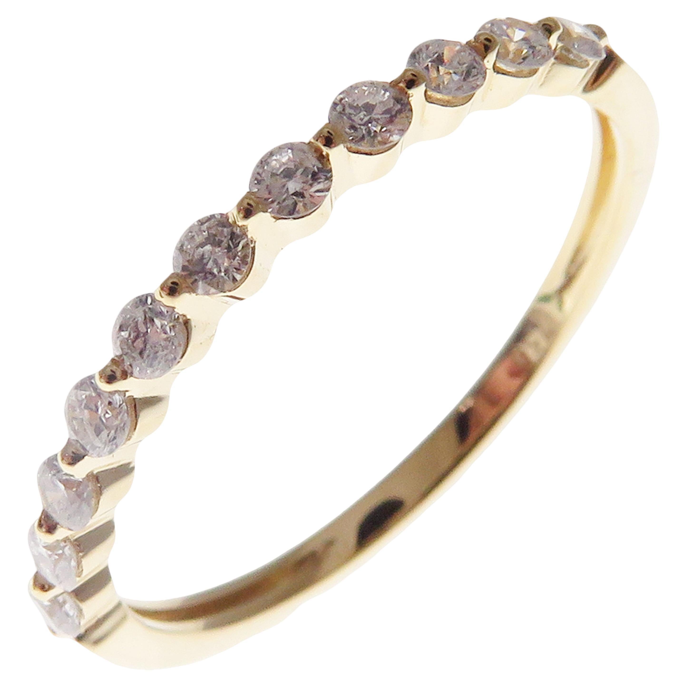 18 Karat Yellow Gold Diamond Simple Stackable Band For Sale