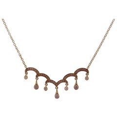 18 Karat Yellow Gold Diamond Simple Strand Crown Necklace