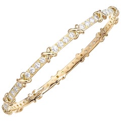 18 Karat Yellow Gold Diamond Slip-On Bangle Bracelet