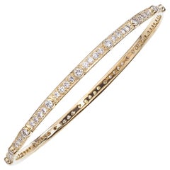 18 Karat Yellow Gold Diamond Slip-On Bangle Bracelet