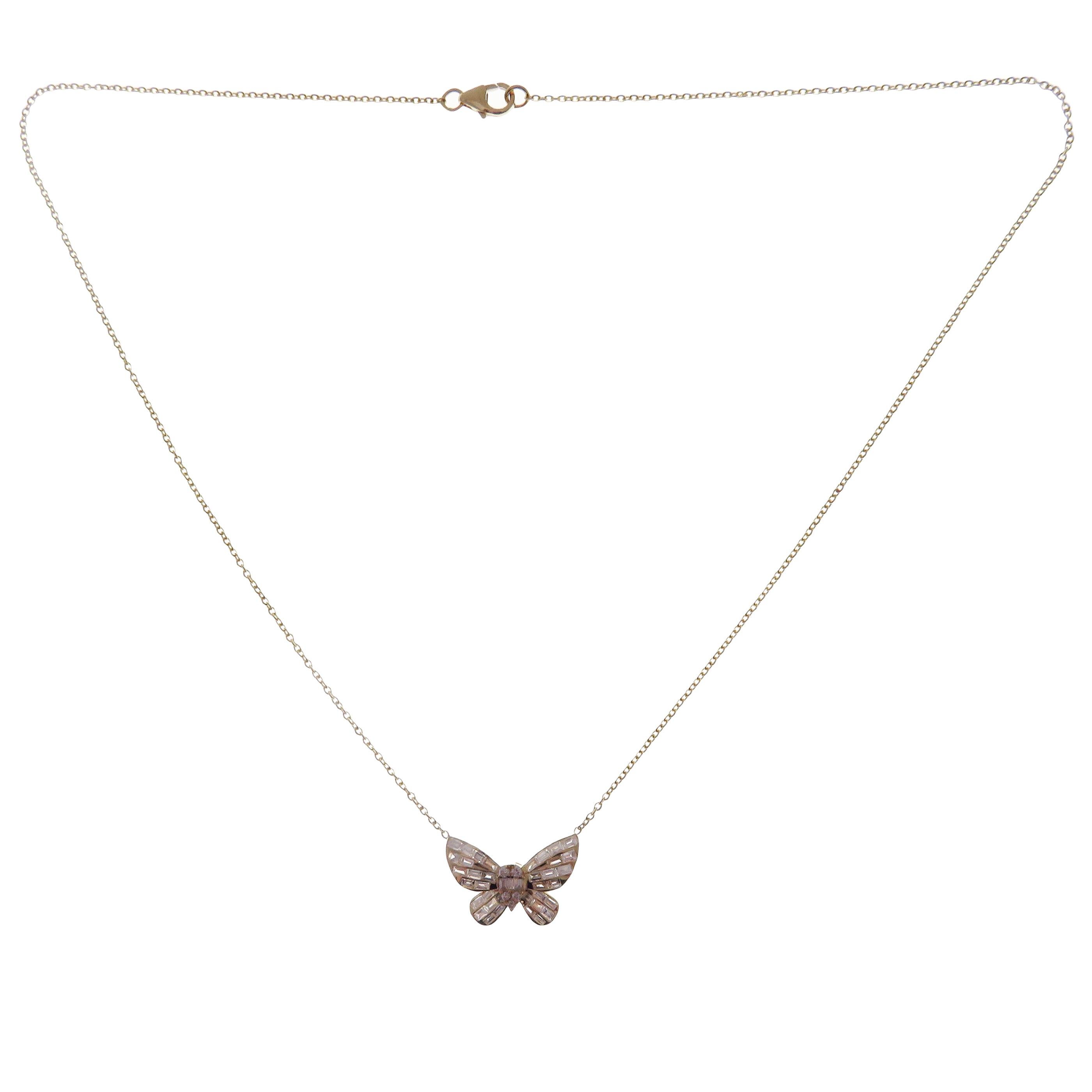 Collana Baguette con diamante piccolo in oro giallo 18 carati In condizioni Nuovo in vendita a Los Angeles, CA