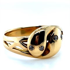 18 Karat Yellow Gold Diamond Snake Ring, Circa 1913