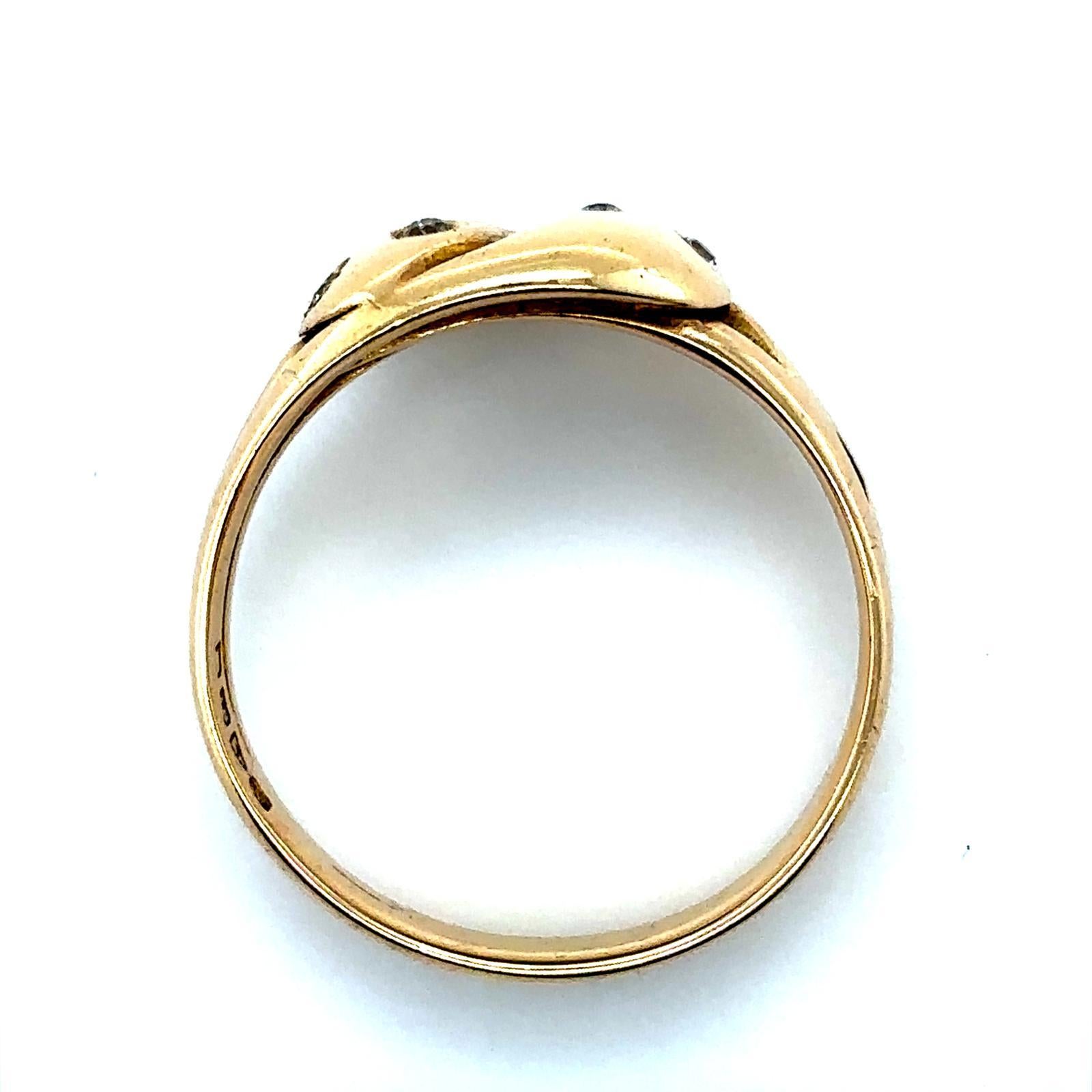 Bague serpent en or jaune 18 carats et diamants, c. 1913 en vente 2