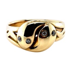 Antique 18 Karat Yellow Gold Diamond Snake Ring, Circa 1913