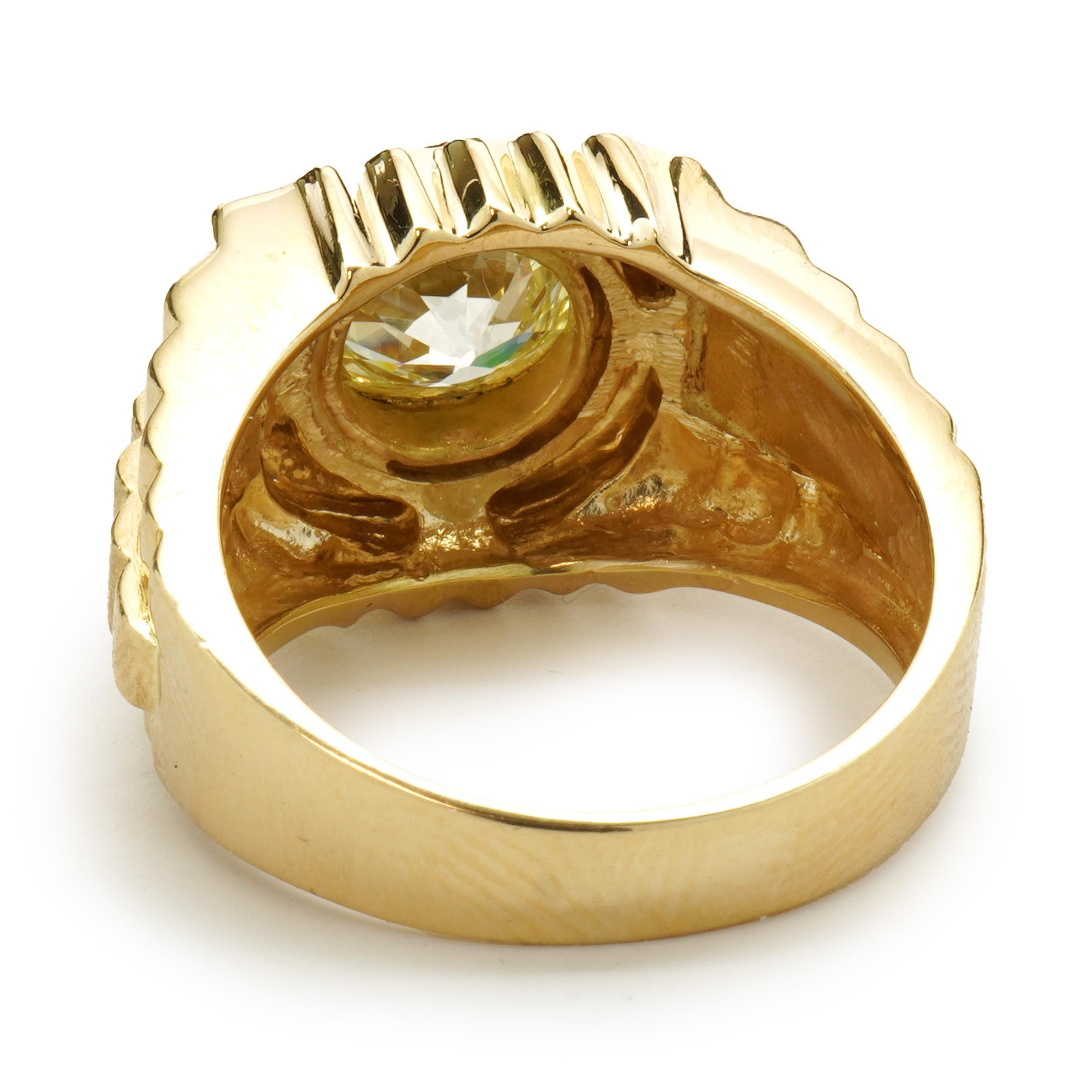 Old European Cut 18 Karat Yellow Gold Diamond Solitaire Ring For Sale