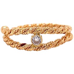 18 Karat Yellow Gold Diamond Split Shank Twist Ring