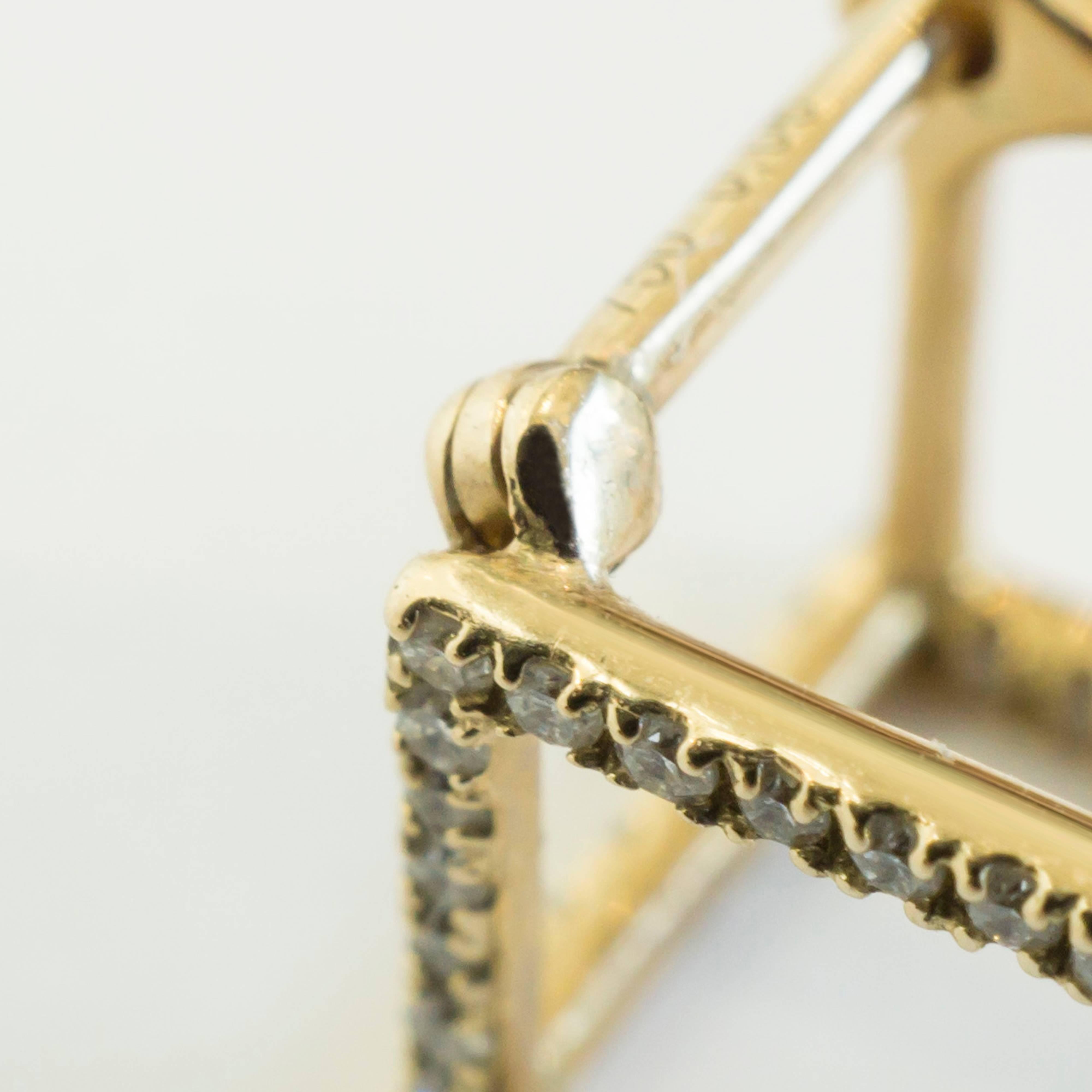 18 Karat Yellow Gold Diamond Square Pair Earrings For Sale 2