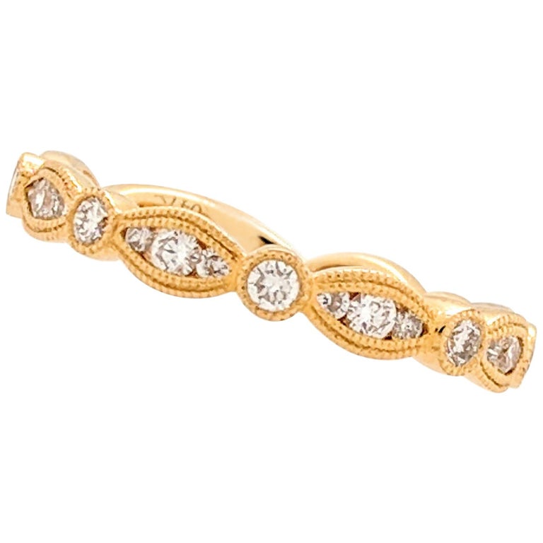 18 Karat Yellow Gold Diamond Stackable Anniversary Wedding 18 Karat Yellow Gold Diamond Stackable Anniversary Wedding